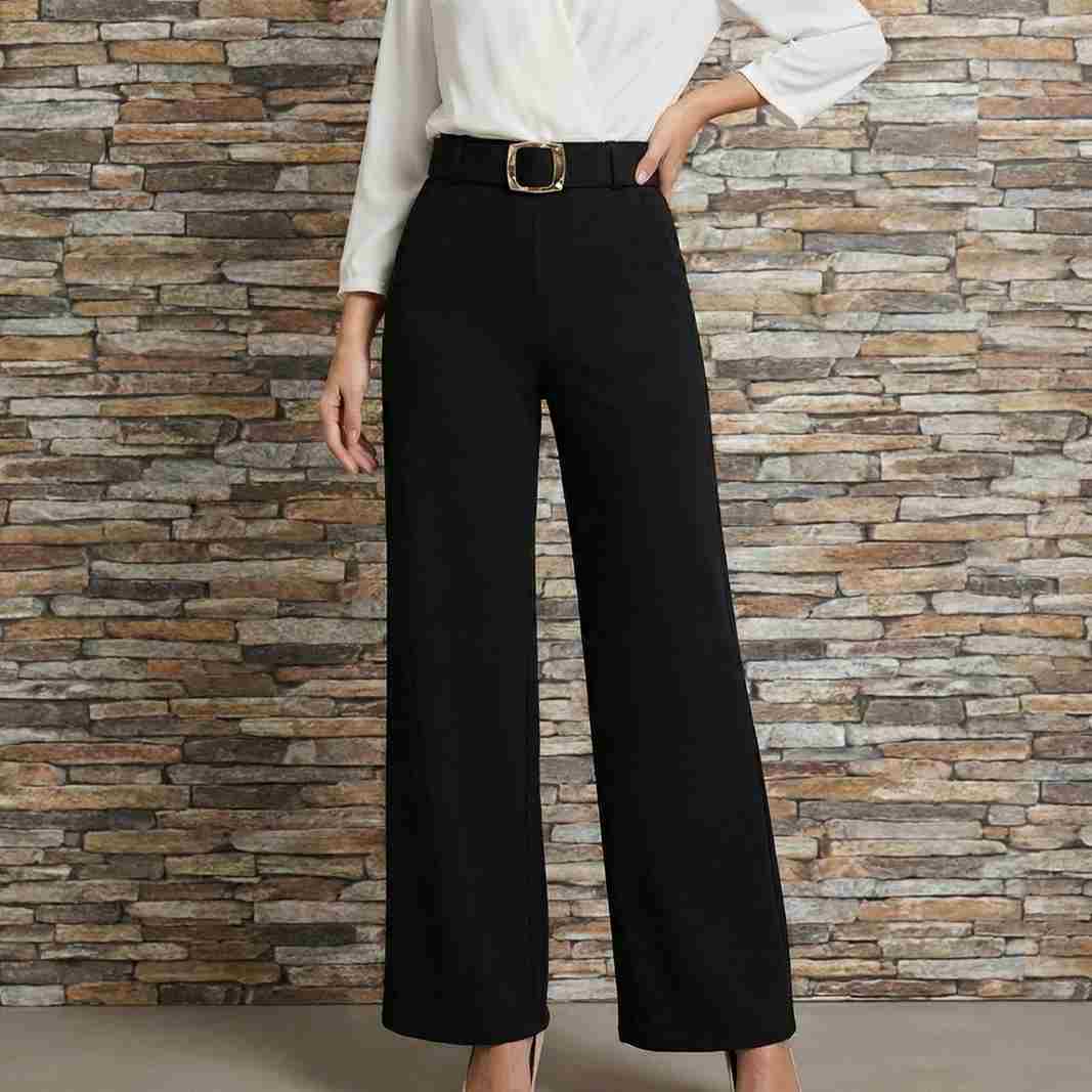 Pantalon Large Fluide & Structuré – Finition Ceinture Main