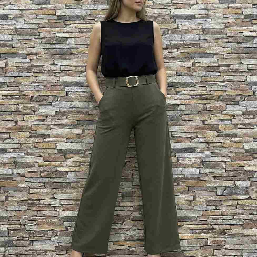 Pantalon Large Fluide & Structuré – Finition Ceinture Main