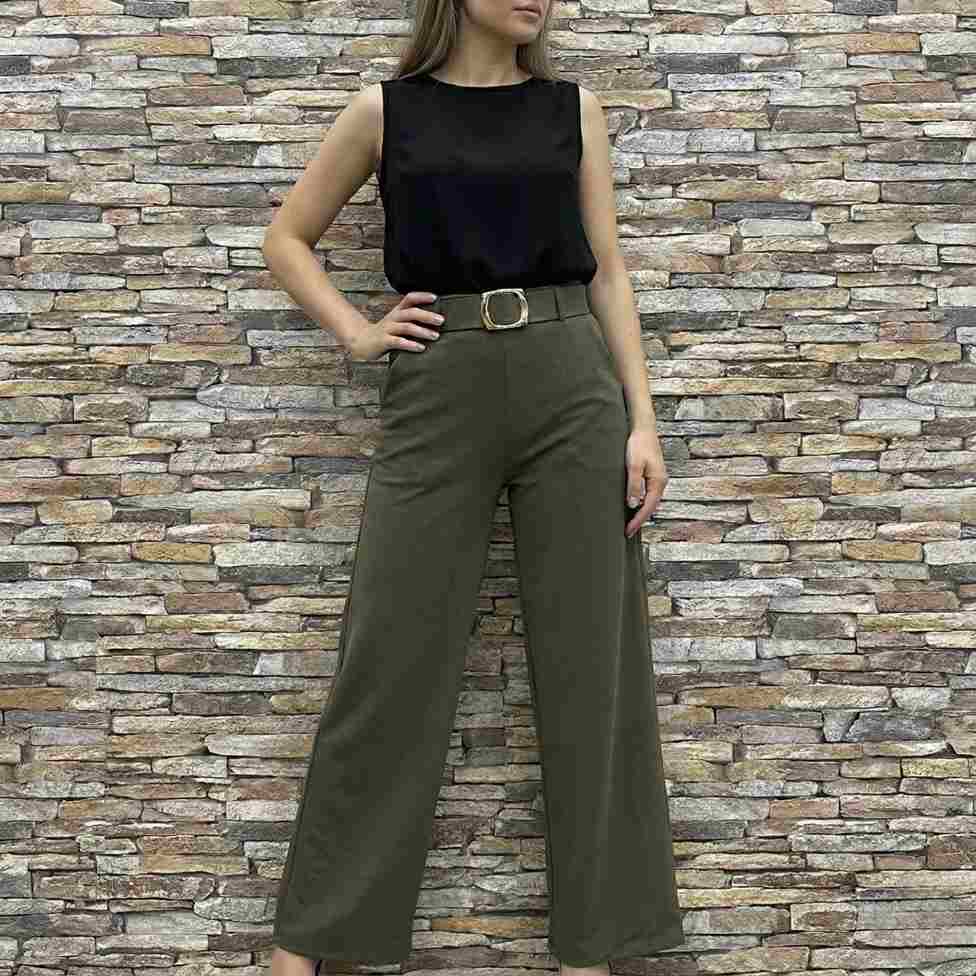 Pantalon Large Fluide & Structuré – Finition Ceinture Main