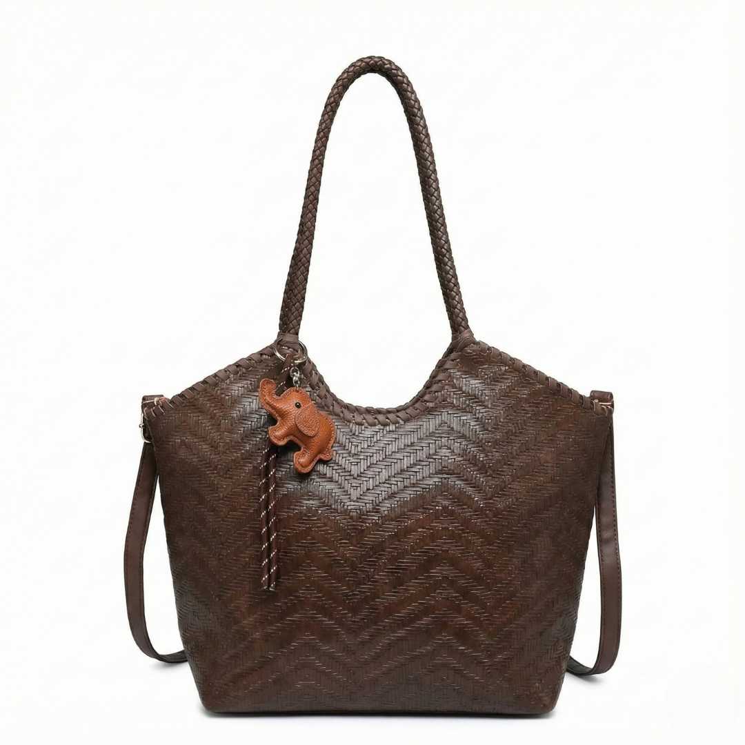 Grand Sac Cabas Tressé Femme – Similicuir Souple – Format Fourre-Tout (44cm)