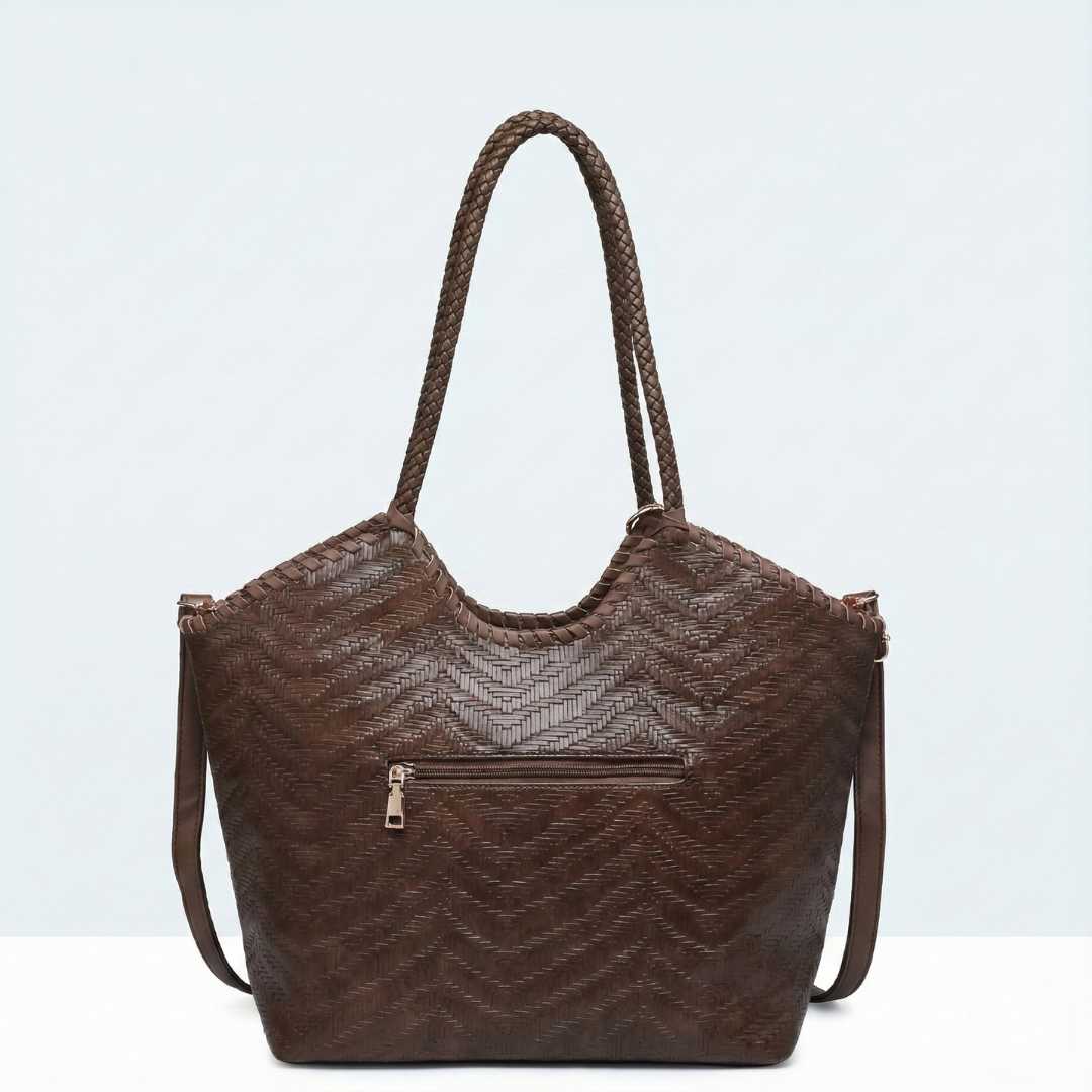 Grand Sac Cabas Tressé Femme – Similicuir Souple – Format Fourre-Tout (44cm)