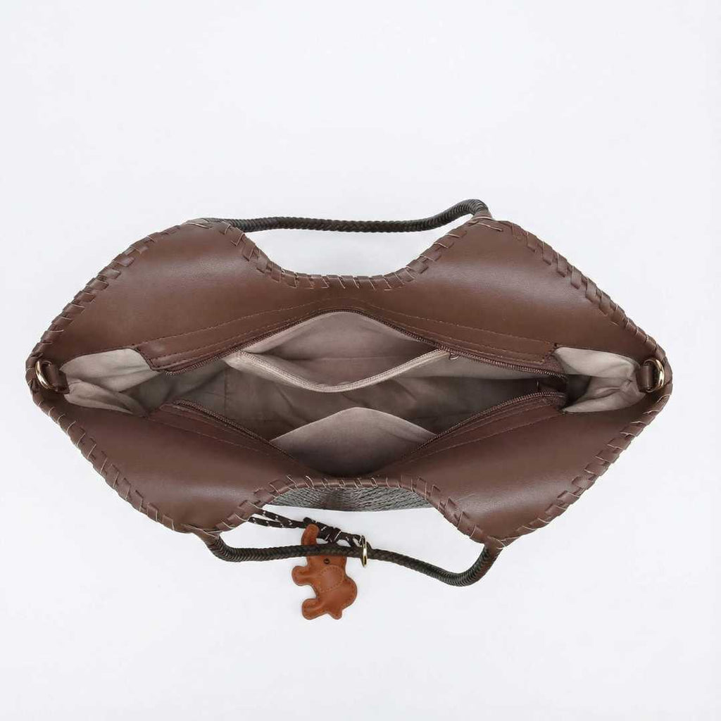 Grand Sac Cabas Tressé Femme – Similicuir Souple – Format Fourre-Tout (44cm)