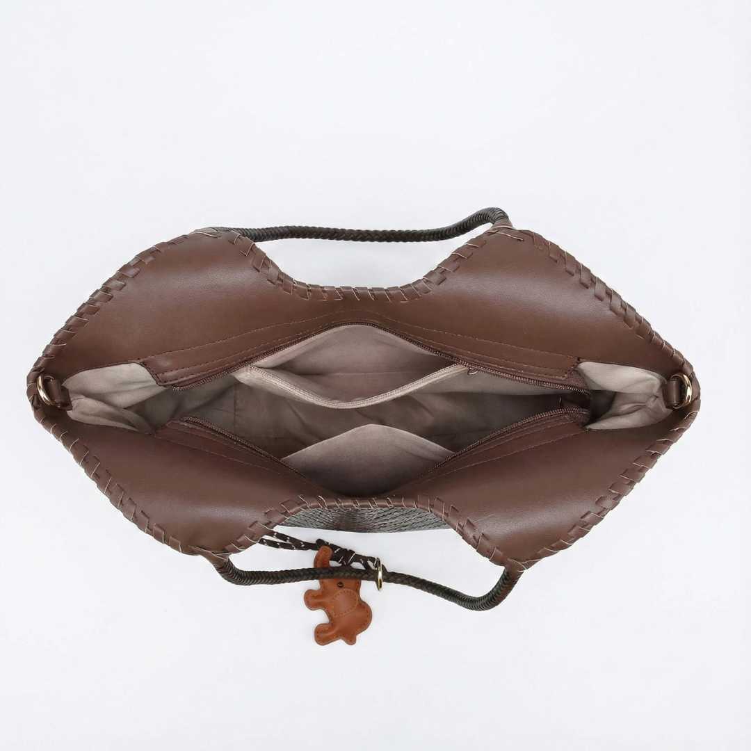 Grand Sac Cabas Tressé Femme – Similicuir Souple – Format Fourre-Tout (44cm)