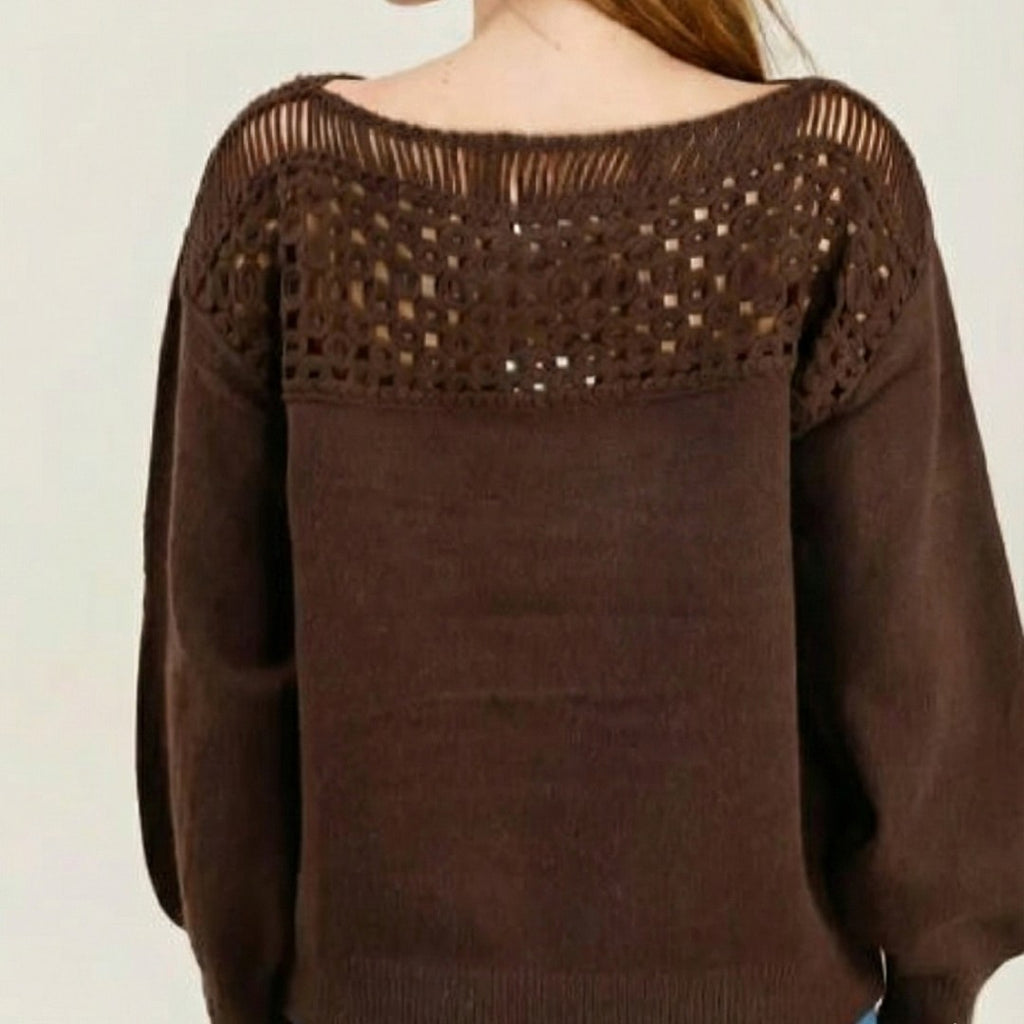 La Maille Bohème-Chic à Plastron Crochet