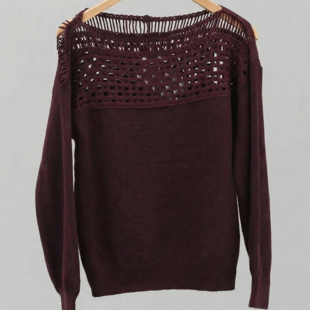 La Maille Bohème-Chic à Plastron Crochet