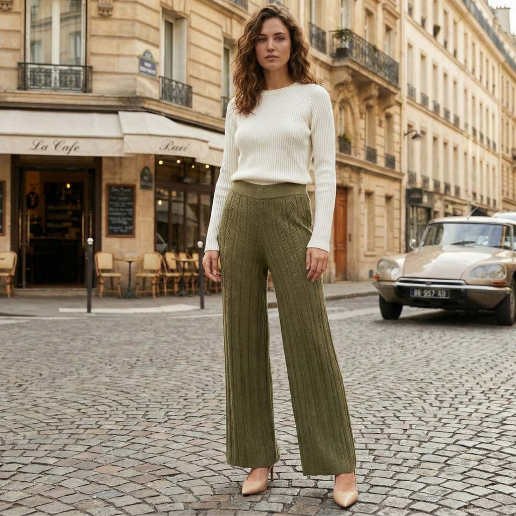 Le Pantalon Palazzo Côtelé – Touche Cachemire & Laine