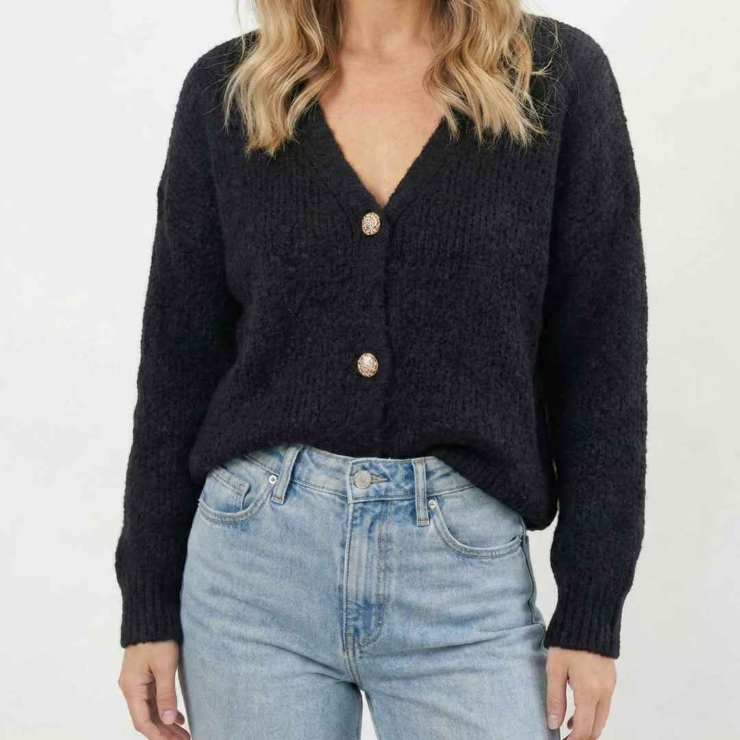 Veste-Cardigan Structurée – Maille Chaude Hiver