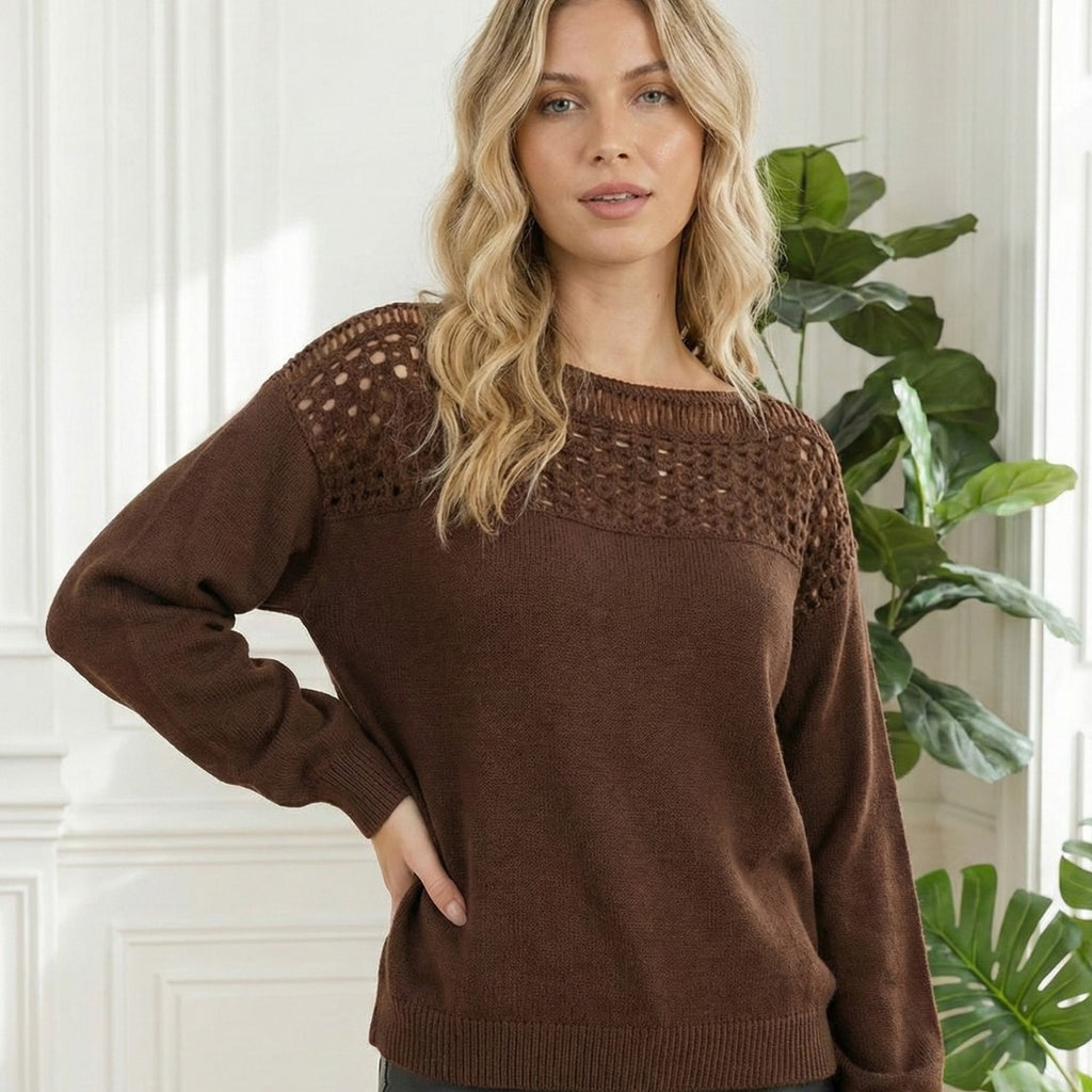 La Maille Bohème-Chic à Plastron Crochet