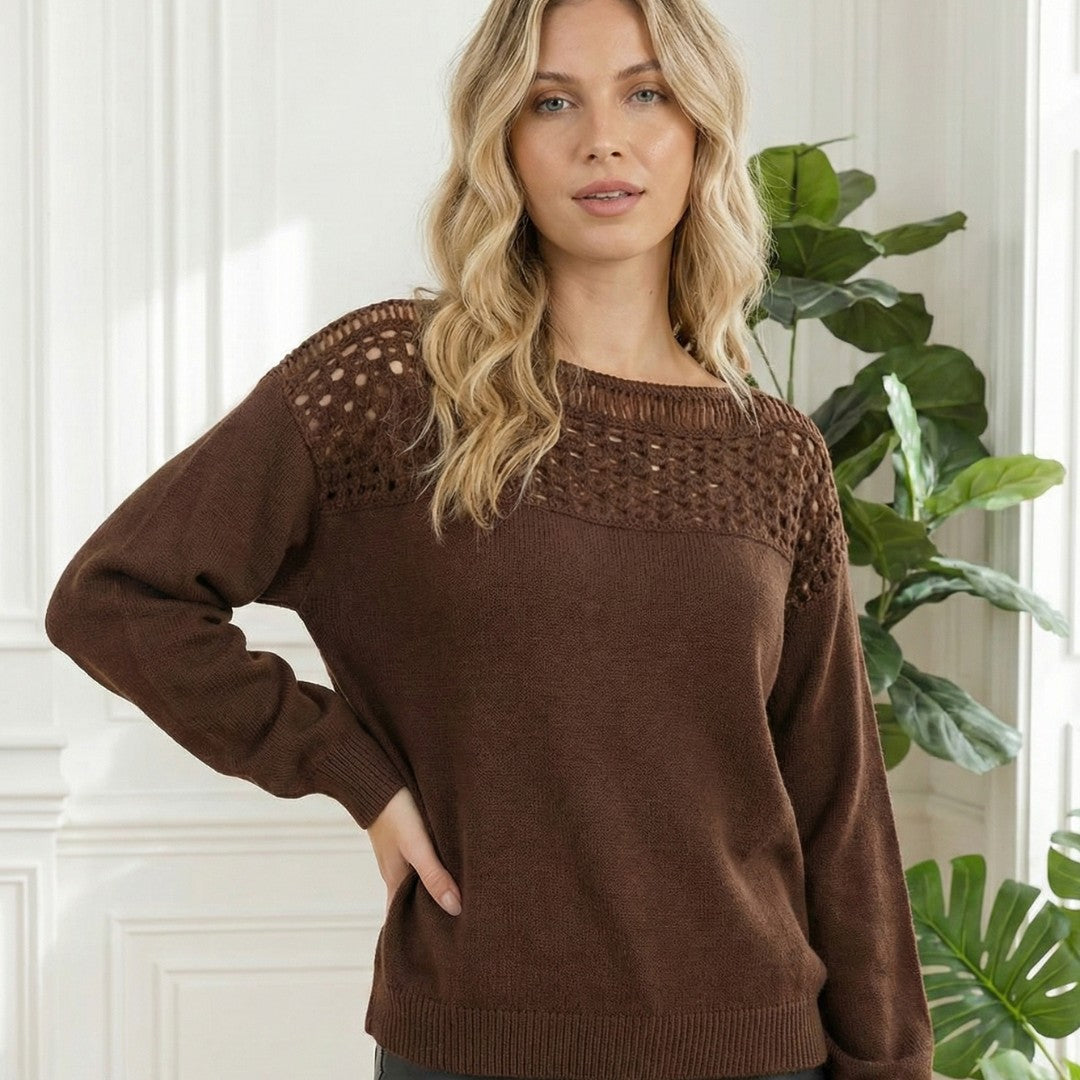 La Maille Bohème-Chic à Plastron Crochet