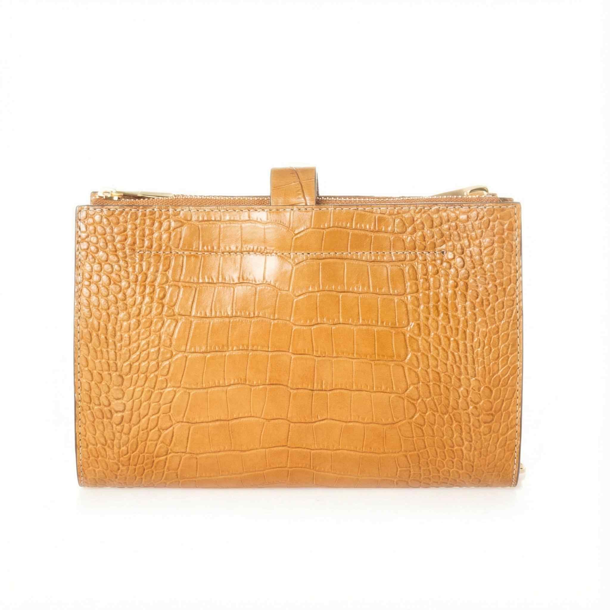 Sac Bandoulière Cuir Italien Façon Croco & Suède - Fermoir Cadenas Cœur Doré - Fabriqué en Italie